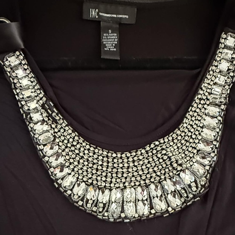 INC Black Top with Silver Embellishments